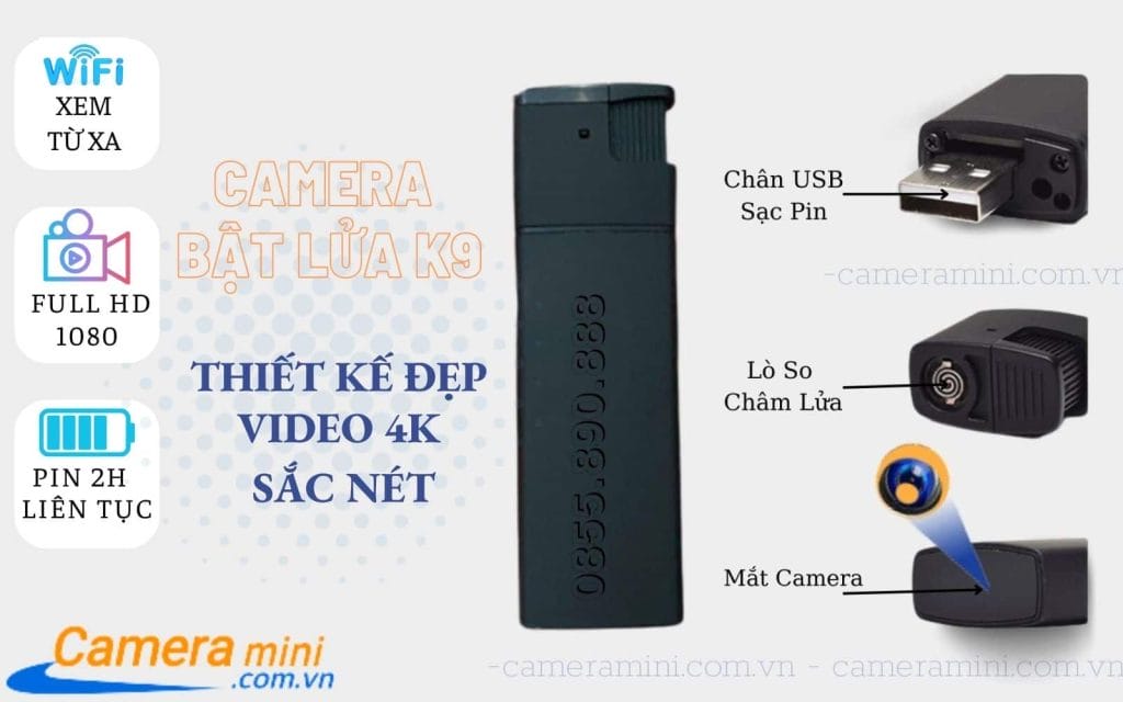 Camera mini siêu nhỏ dưới bật lửa