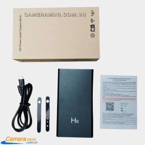 Camera Ngụy Trang Sạc Dự Phòng H8, Nhỏ Gọn, Video Full HD Sắc Nét 9 Camera ngụy trang sạc dự phòng H8 và phụ kiện đi kèm