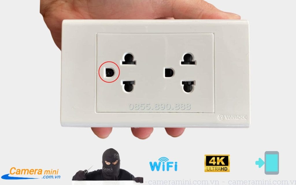 camera mini siêu nhỏ ổ điện âm tường