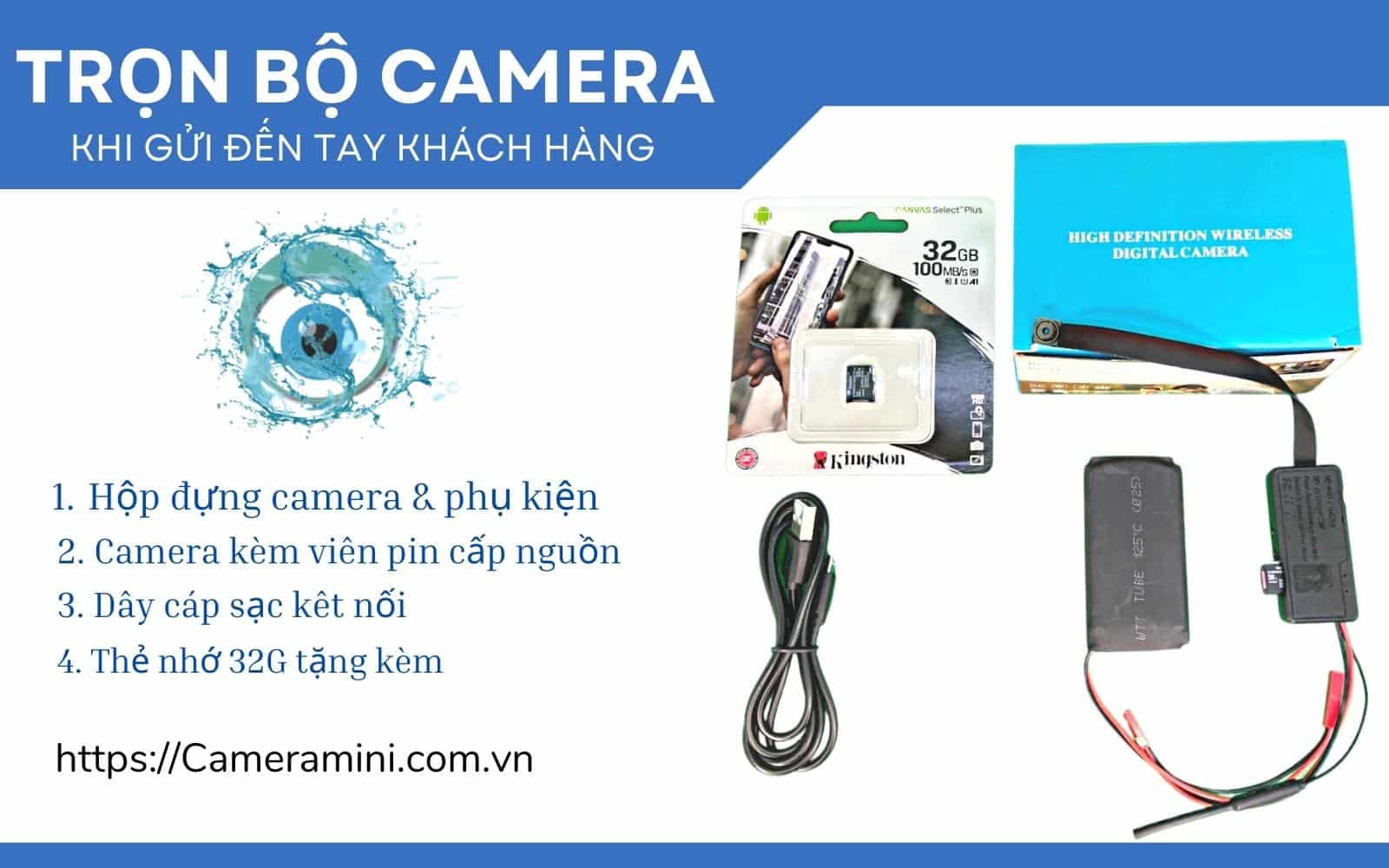 Camera mini ngụy trang hq v99 pro kèm phụ kiện 