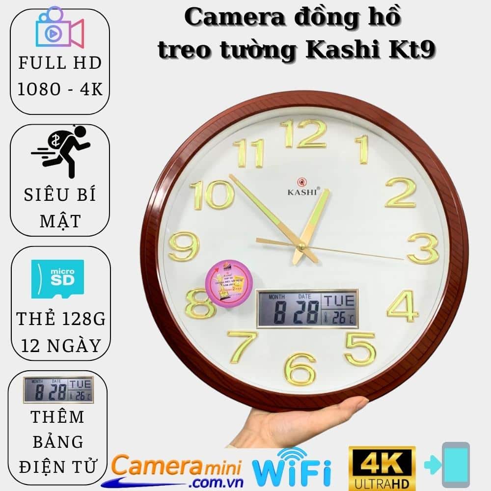 Camera ngụy trang siêu nhỏ đồng hồ treo tường Kt9