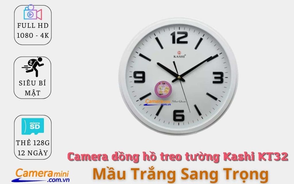 Camera ngụy trang đồng hồ treo tường Kashi