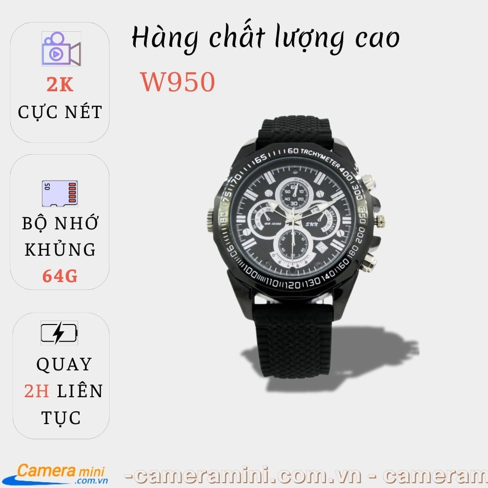 Camera Ngụy Trang Đồng Hồ Đeo Tay W950 - Mới, 2K Cực Nét 1 Camera nguỵ trang đồng hồ đeo tay w950