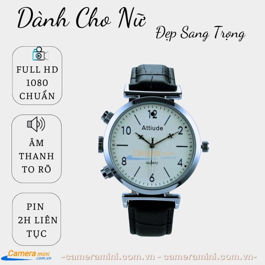 Camera Ngụy Trang Đồng Hồ Đeo Tay Cho Nữ W88T - Siêu Nét 1 Camera Ngụy Trang Đồng Hồ Đeo Tay Cho Nữ W88T - Siêu Nét