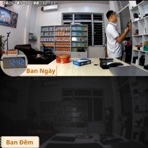 Camera đồng hồ để bàn T23 pro, quay đêm tốt, tự động chuyển theo cảm biến