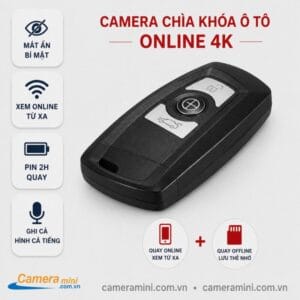 Camera chìa khoá ô tô xem từ xa, là mẫu camera nguỵ trang cao cấp, hình thức đẹp giống y trang chiếc chìa khoá ô tô thật, nhưng có tích hợp mắt camera ẩn siêu kín, ghi hình tiếng rõ nét. phù hợp mang theo quay lưu lại các thương vụ và giao kết làm ăn